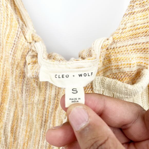 Cleo + Wolf Womens Country Cottagecore Yarn Dye A-Line Tank Dress Size S Beige - Picture 8 of 13